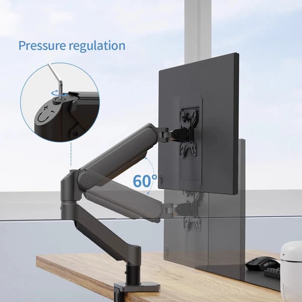 Monitorarm, Fuld bevægelse artikulation, Klemme/Grommet base,sort