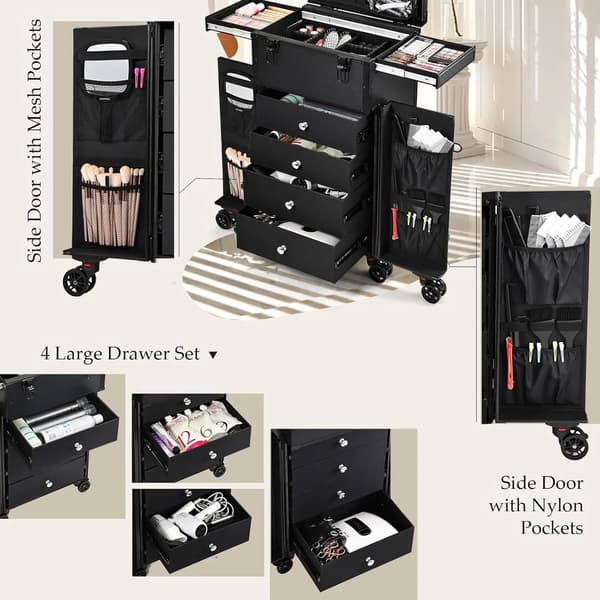 Makeup Trolley, Multifunktionel, Bærbar Design,sort