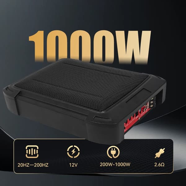 Bilsubwoofer, Slim Design, Hög Effektutgång,8"