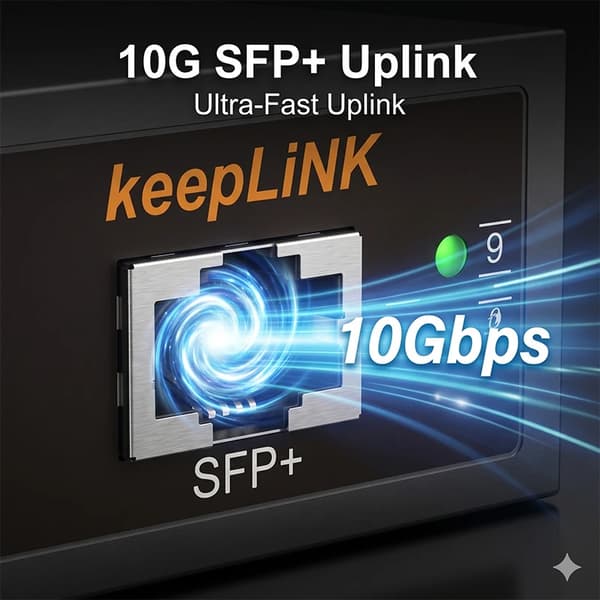Ethernet Switch, 9-Port Konfiguration, Højhastighedsforbindelse,8x2.5GbE 1x10G SFP