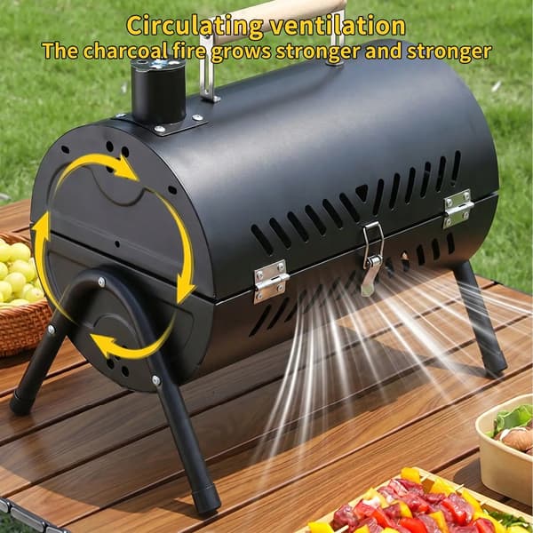 Grill, Bærbar Design, Letvægts og Sammenklappelig,sort