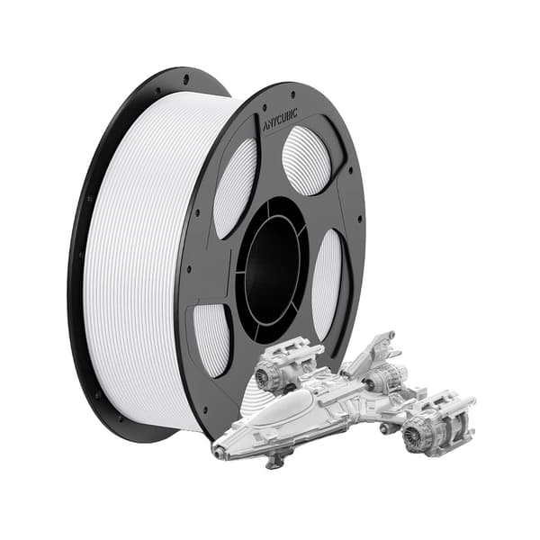 3D-printer filament, PETG-material, solid form,1kg Hvid