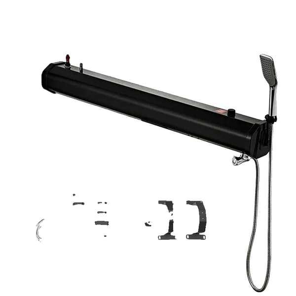 Utomh duschsystem, soluppvärmd, bärbar vattentank,30L Svart