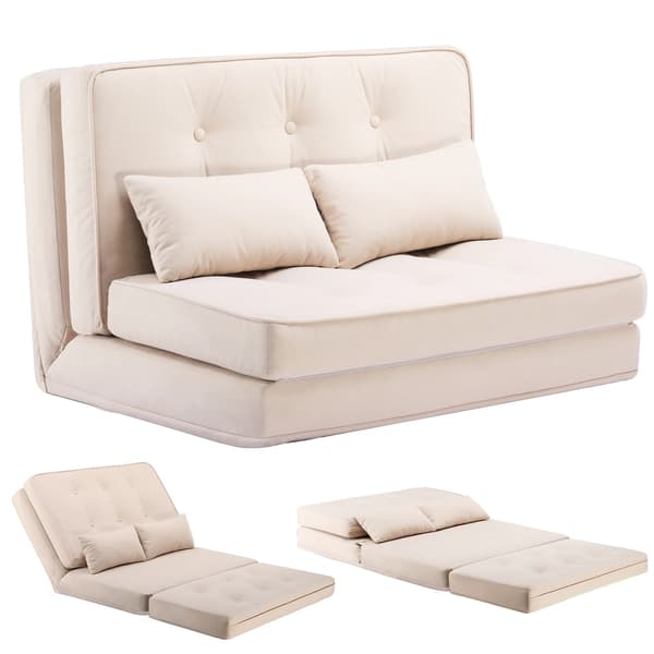 Sofa seng, justerbar rygstøtte, pladsbesparende design,Beige