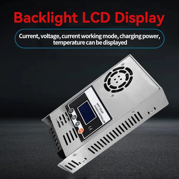 Solcellelader, 60A MPPT, LCD-skærm,12V 24V 36V 48V, 60A