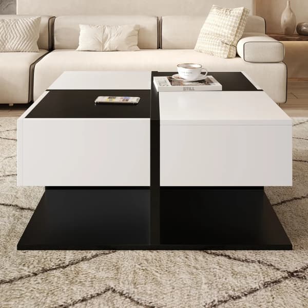 Kaffebord, Moderne Design, God Opbevaring,Sort Hvid