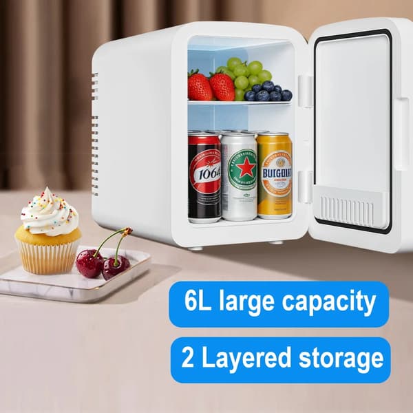 Køleskab, Kompakt Design, Justerbart LED Lys,6L, EU