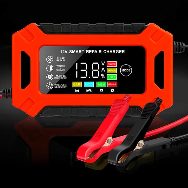 Batteriladdare, 12V ingång, Digital LCD-display,EU-plugg