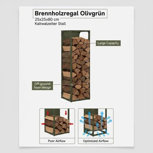 Brændstofstativ, Heavy Duty Stål, Åndbart Design,25 x 25 x 100