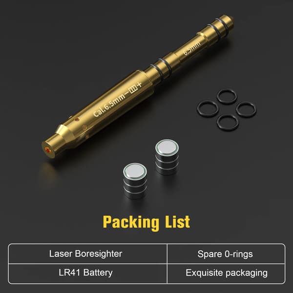 Laser Boresighter, Solid Messing Konstruktion, Hurtig Nulstillingsværktøj,6.5mm Rød