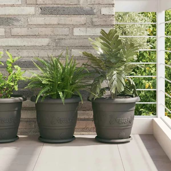 Blomsterkrukke, Holdbart Plastik, Moderne Rundt Design,sort
