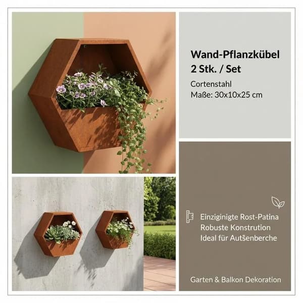 Vægplanter, Cortenstål, Pladsbesparende Design,hær grøn
