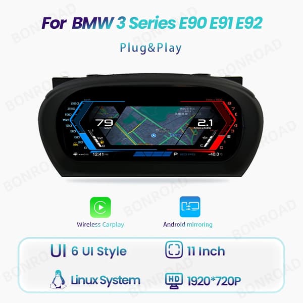 Instrumentpanel, Trådløs CarPlay, Android Spejling,Med Carplay