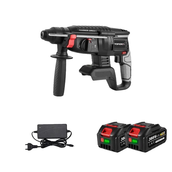Rotary Hammer, 1680W Effekt, Multifunktionel Kapacitet,2XBattery Sæt-C