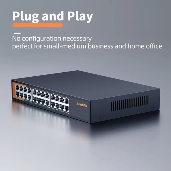 Gigabit Ethernet Switch, 24 porte, unmanaged switch,24x1GbE Uadministreret