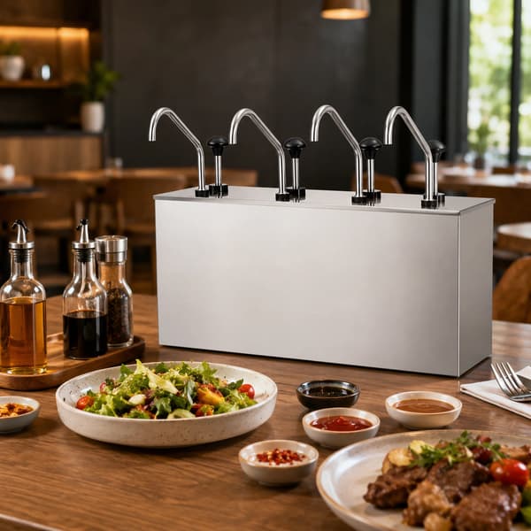 Sauce Dispenser, Rustfrit Stål, Triple Kammer Kapacitet,Ingen stik
