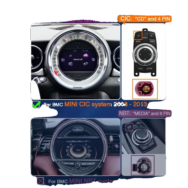 CarPlay Android Auto Opgradering, Trådløs Forbindelse, Nem Installation,Til MINI CIC