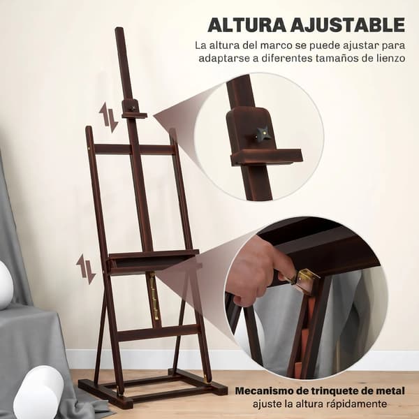 Målarställ, Justerbar Höjd, Träkonstruktion,Brun