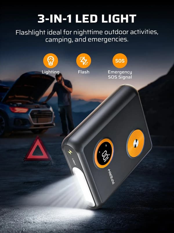 Bil Jump Starter, 27500mAh Kapacitet, Spidsstrøm 2000A,GK03