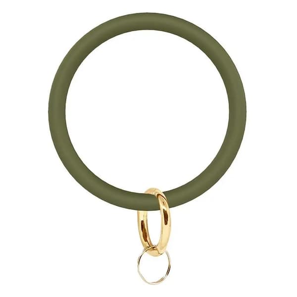Nyckelring, Hållbar Silikon, Trendig Design,armégrön