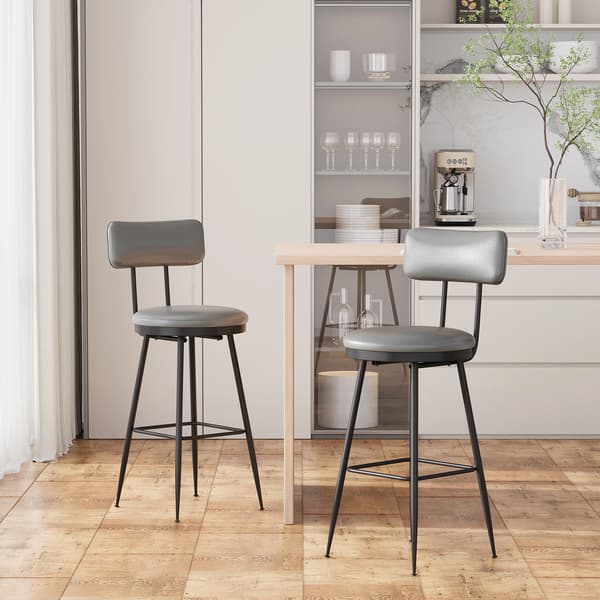 Barstol, PU-läder, Modern minimalistisk design,Grå-2st