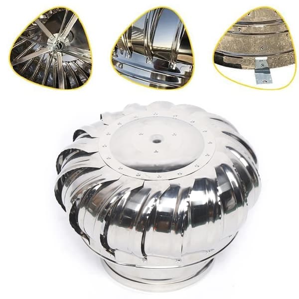 Takfläkt, Vinddriven Ventilation, Hållbart Rostfritt Stål,Silver