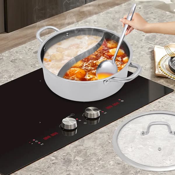 Hot Pot, Rustfrit Stål, Dobbelt-Smag Divider,Sølv