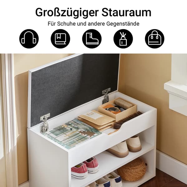 Sko bænk, moderne design, rigelig opbevaring,HVID