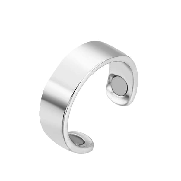 Anti-snarkring, Justerbar Passform, Magnetterapi,2 Magnet Silver