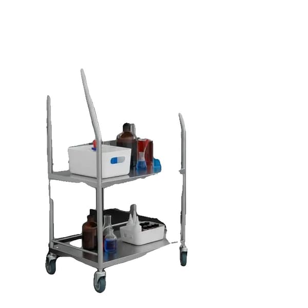 Laboratorie Servicetrolley, Rustfrit Stål, 3-Lags Design,Sølv