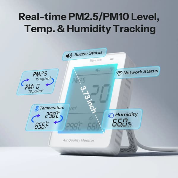 Luftkvalitetsmonitor, Realtidsdata, Smart Hem Kompatibel,SAWF-07P