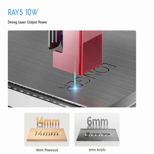 Lasergraver, 10W Laser Modul, WIFI-forbindelse,LÆNGERE RAY5 10W, EU