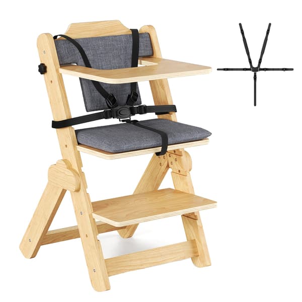 Højstol, Justerbart Design, Holdbar Trækonstruktion,træ