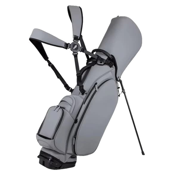 Golf Stand Bag, Holdbart PU Læder, Letvægts- og Bærbart Design,Grå