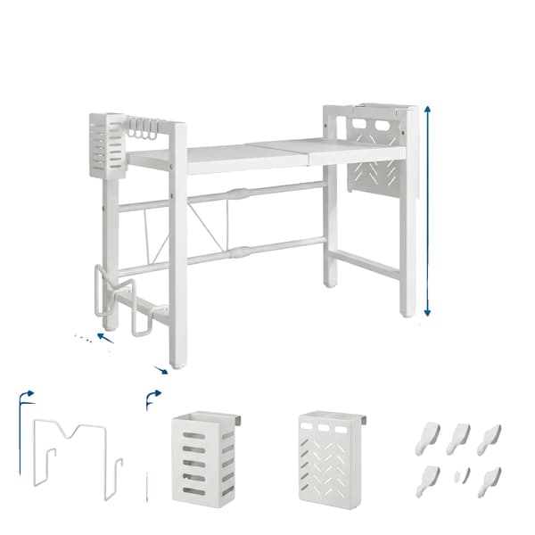 Mikrovågsställ, Utökningsbart och Avtagbart Design, Höjdjusterbart,40-60cm Vit