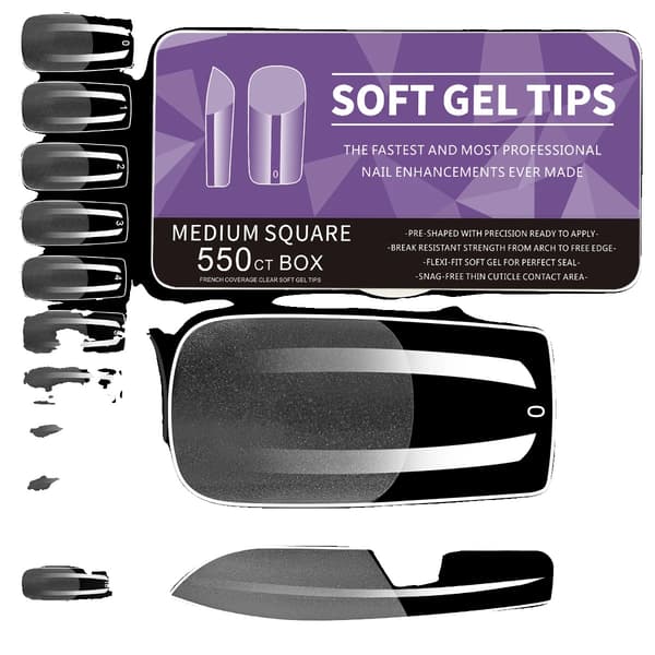 Falske Negletips, 550 Stykker, Fransk Stil,Medium Square