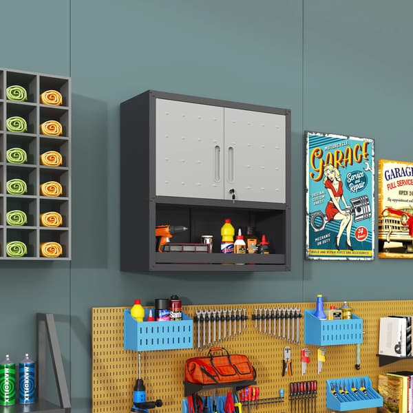 Værktøjsskab, Låsbart Design, Rigelige Opbevaringsmuligheder,Sort  Grå