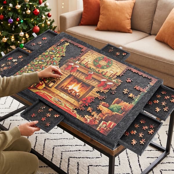 Pusselbräda, 6 sorteringslådor, lättviktsdesign,Mörkgrå