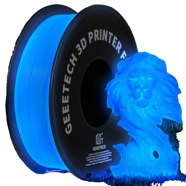 3D-utskrift filament, 1,75 mm diameter, miljövänligt PLA-material,Luminös blå