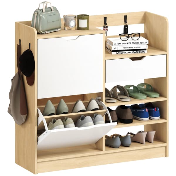 Sko Rack, Åbne Hylder, Inkluderer Krogene,Khaki