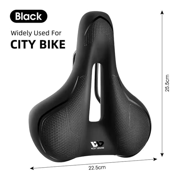 Cykelsæde, Stødabsorbering, Åndbart Design,Sort Bycykel-225