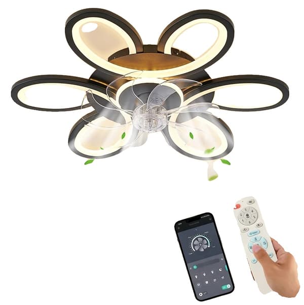 Loftventilator, Smart Kontrol, Dæmpbar LED Belysning,sort
