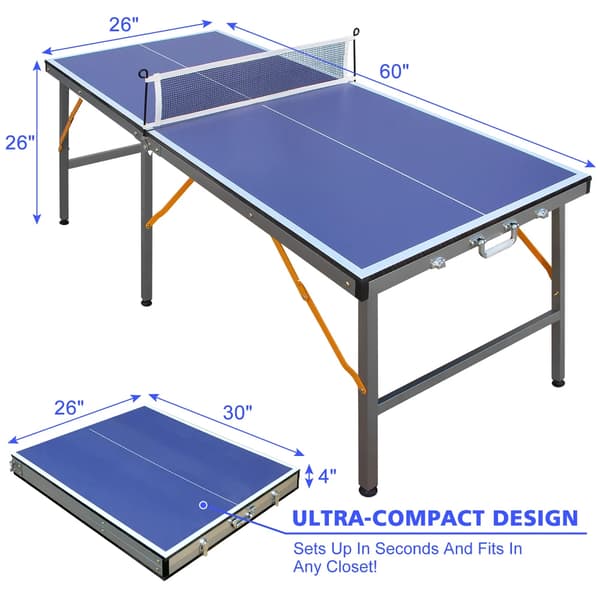 Ping Pong Bord, Foldbart Design, Inkluderer Paddles og Bolde,Blå