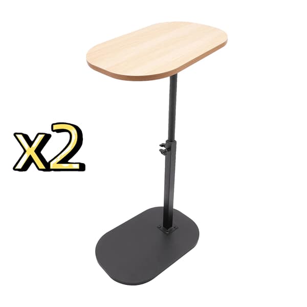 Sidebord, C-formet design, justerbar højde,2 Træ