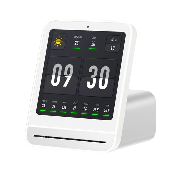 Luftkvalitetsmonitor, Realtidsmålinger, Smart Wi-Fi-forbindelse,1Pcs Hvid