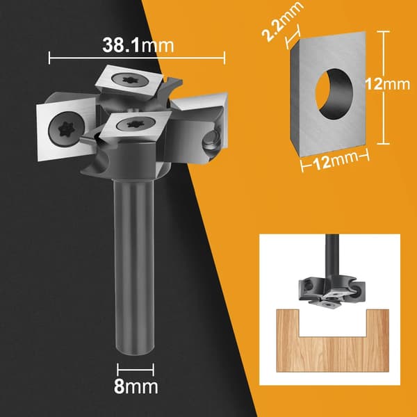 Fräsbit, hårdmetallmaterial, dubbelflutet design, IP2F-D38.1-H8