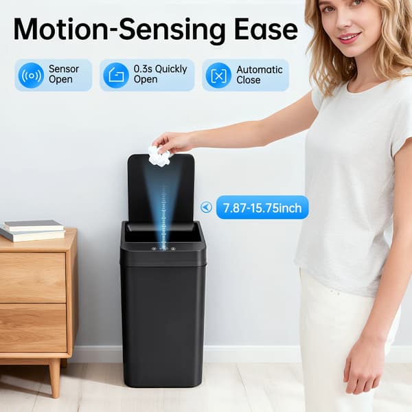 Automatisk Affaldsspand, Infrarød Sensor, Kompakt Design,sort