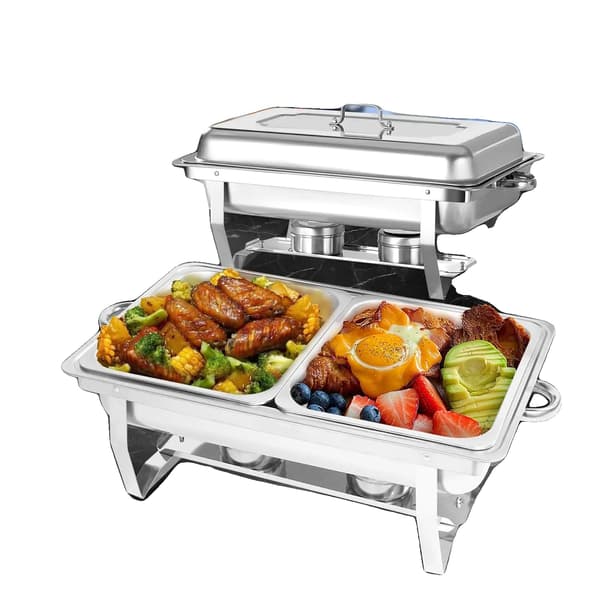 Chafing Dish Sæt, Rustfrit Stål, Temperaturkontrol,2 Pakke 1 2 GN