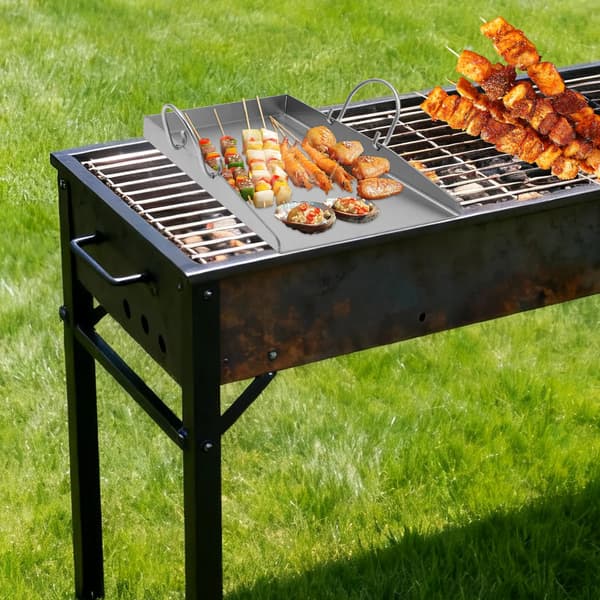 Grillplatta, rostfritt stål, dubbla spatlar ingår,Silver