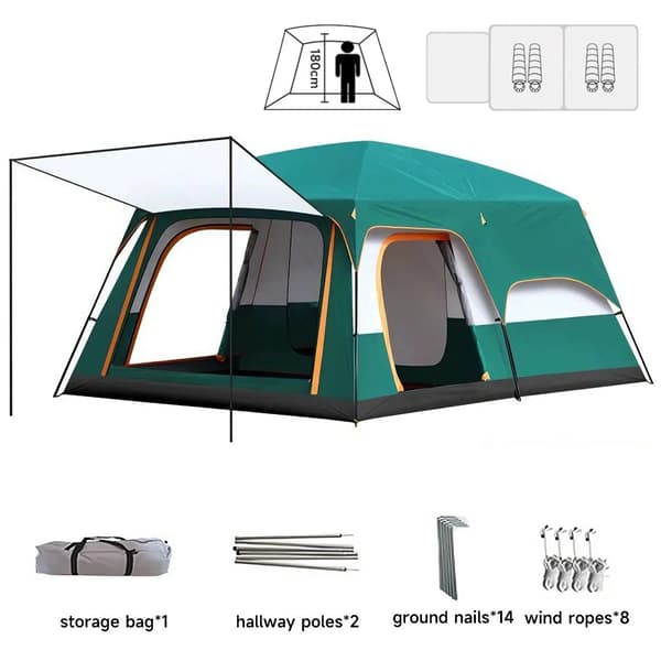 Tunnelcampingstält, Rymlig Design, UV-skydd,Grön-A